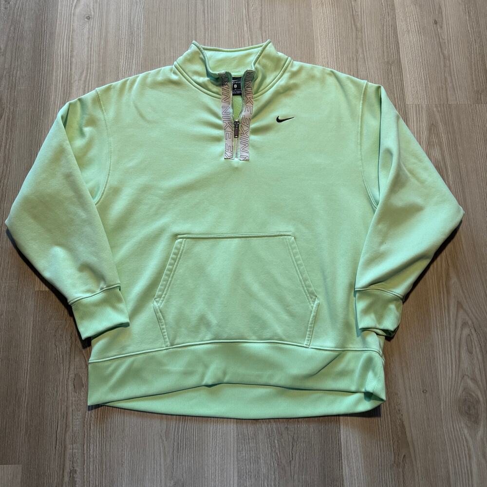 Women's Nike Therma Fit Green 1/4 Zip Pullover Fleece Sweatshirt Jacket Medium
